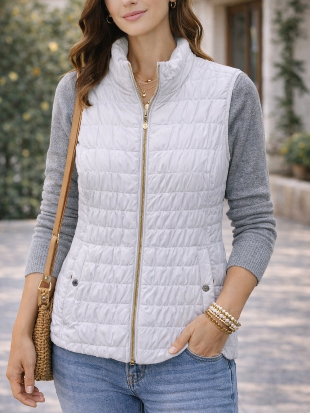 Marc New York White Quilted Vest